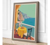 Balcony Over The Aegean Canvas Wall Art Print 24x16 Inch (61 x 41 cm)
