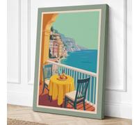 Balcony Over The Aegean Canvas Wall Art Print 30x20 Inch (76 x 51 cm)