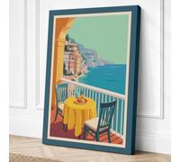 Balcony Over The Aegean Canvas Wall Art Print 30x20 Inch (76 x 51 cm)