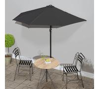 Balcony Parasol 270x144x222cm Half-Round Black Polyester Fabric Crank AluPole38