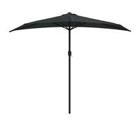 vidaXL Balcony Parasol with Aluminium Pole Umbrella Black 270x144x222 cm Half