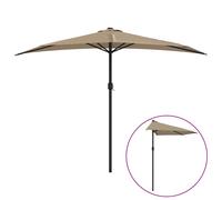 vidaXL Balcony Parasol Umbrella | 300x155 cm | Half Round with Crank Mechanism | Aluminium Pole | Taupe | UV & Fade-Resistant Polyester