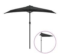 vidaXL Balcony Parasol with Aluminium Pole Umbrella Black 270x144x222 cm Half