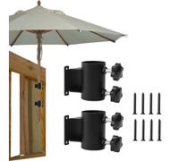 Balcony Patio Umbrella Holders, 2 Pack Outdoor Umbrella Clamps, 1.3-2 Inch Pole Clamp Mount Bracket, Rustproof Metal Umbrella Stabilizer for Deck Railing, Mount to Deck, Balcony or Outdoor Courtyard