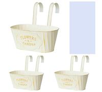 Balcony Planter for Railing | 3 Pack Fence Hanging Planter | Fence Pots | Hanging Flower Baskets | Metal Flower Bucket with Drainage Detachable Hooks for Garden Yard Patio Decor