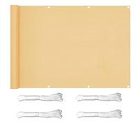 Balcony Privacy Screen 0.65x6m Protective Screens Windbreak Net Fence HDPE Weather-Resistant with Eyelets and Cord and Cable Ties Attached for Outdoor Facility Party Activities Garden, Cream Color