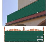 Balcony Railing Cover 90x360 cm Durable 220g/m² HDPE Fabric Lightweight Garden Terrace Fence with Ties & Ropes Green Outdoor Privacy Screen