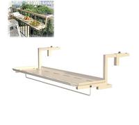 Balcony Railing Table, Outdoor Hanging Shelf for Railings 0.4-6.3 Inch, Galvanized Steel Side Table with Adjustable Height & Ed Guard, Space Saving Patio Decor for Apartment Balcony Deck Bar