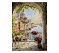 Balcony River Dome 1000pcs Mini Puzzle For Adults Challenging | 70x50cm Cardboard Living Room Decor Durable Structure Friend Gift Brain Training