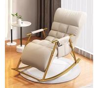 Balcony Rocking Chair Modern Living RoomAccent Chair,Rocker Glider Outdoor Patio Recliner Armchair,Lounge Leisure Chair Back Adjustable (Color : Beige, Size : Gold Frame)