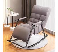 Balcony Rocking Chair Modern Living RoomAccent Chair,Rocker Glider Outdoor Patio Recliner Armchair,Lounge Leisure Chair Back Adjustable (Color : Light Grey, Size : Black Frame)