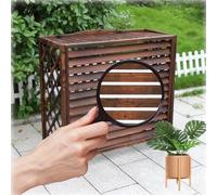 Balcony Solid Wood Air Conditioner Fence Screen, Freestanding Wooden Air Conditioner Cover, Garden Plant Display Rack, Flower Stand Louvered, Top Deepened Planter For Outside Units/Hide Air Con