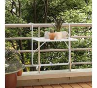 Balcony Table White Steel 60x40x65 cm Foldable Mesh E-Coating Finish Urban Cafe