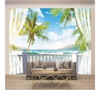 Balcony Waves Sea Mountains Coconut Tree 3D Wallpaper Luxury Home Dining Decor Paste Sofa Living Room The Wall for Bedroom Mural-430cm×300cm