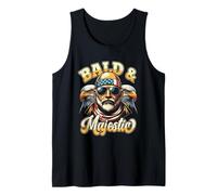 Bald And Majestic Sexy Bald Guy Dad Eagle Usa Flag Bandana Tank Top