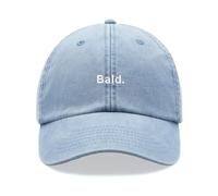 Bald. Baseball Cap Vintage Washed Unisex Dad Hat Low Profile Adjustable Light Blue