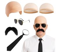 Bald Cap, 6-Piece Pittbull Bald Cap for Music Festivals and Themed Parties