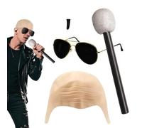 Bald Cap Costume Set - Nude Latex Bald Cap with Black Sunglasses & Patch | Makeup Balld Head Wig Set for Men Women | Masquerade Party Halloween Cosplay Theater
