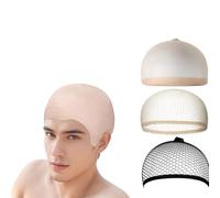 Bald Cap with 3 Wig Nets - Brown Latex Bald Head Cap for Halloween & Cosplay | Skin Head Costume Accessory for Men, Women, Kids & Adults | Realistic Makeup Prosthetic for Fancy Dress