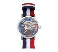 Bald E-agles Thunder U.S. Flag Classic Braided Strap Watches for Women Trendy Quartz Watch