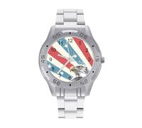 Bald E-agles U.S.A Flag Business Stainless Watch Fashion Designer Wristwatch Easy Reader Analog Watches Gifts for Men