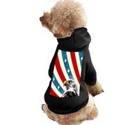 Bald E-agles U.S.A Flag Cute Dog Hooded Sweatshirt Warm Cat Hoodies Clothes Funny Pullover Sweater for Small Medium Large Pet