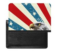 Bald E-agles U.S.A Flag Leather Passport Holder ID Card Protector Portable Cover Case Travel Wallet for Men Women