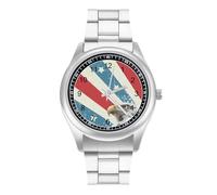 Bald E-agles U.S.A Flag Simple Stainless Watch Fashion Designer Wristwatch Easy Reader Analog Watches Gifts for Men