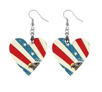 Bald E-agles U.S.A Flag Wooden Earrings Pendants Lightweight Wood Drop Charms Statement Jewelry Gifts for Women Apricot Shaped