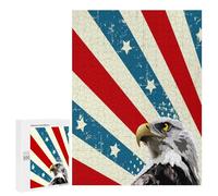 Bald E-agles U.S.A Flag Wooden Puzzle Letter on Back Adults Difficult Jigsaw Puzzles for Home Family Game Birthday Gift