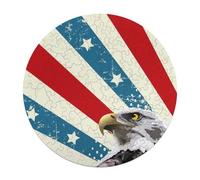 Bald E-agles U.S.A Flag Wooden Puzzle Letter on Back Circular Easy Jigsaw Puzzles for Elderly Birthday Gift Family Game