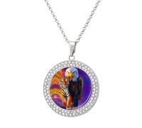 Bald Ea-gles And Tiger Fashion Women's Diamond Necklace Shiny Round Pendant Jewelry Romantic Gifts