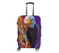 Bald Ea-gles and Tiger Personalized Luggage Case Cover Funny Travel Accessories Washable Suitcase Protector Fit 19-32 Inch XL
