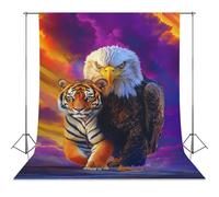 Bald Ea-gles And Tiger Photo Studio Backgrounds Black Photography Backdrop for Portrait Video Shooting Live 56"x118"