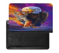 Bald Ea-gles and Tiger PU Leather Passport Covers RFID Blocking Wallet Holder with Card Protector Slot Travel Accessories
