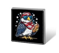 Bald Ea-gles Hotdog U.S Flag 4th Of July Brooch Pins for Men Women Square Badge Collar Lapel Pins for Dress Jacket Accessories