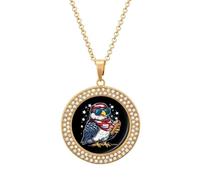Bald Ea-gles Hotdog U.S Flag 4th Of July Necklace for Women Adjustable Jewelry Pendant for Mom Wife Girlfriend Gifts Golden-style