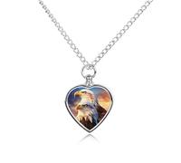 Bald Ea-gles in The Morning Custom Cremation Jewelry Urn Necklace for Dog Pet Ashes Heart Memorial Pendant