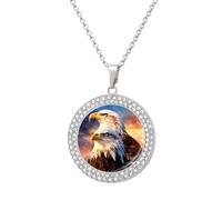Bald Ea-gles in The Morning Personalized Picture Pendant Necklace Customized Memorial Jewelry for Women