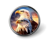 Bald Ea-gles in The Morning Round Lapel Pin Button Brooch Tie Badge Elegant Hat Clothing Jewelry Accessories