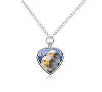 Bald Ea-gles Snow Mountain Custom Cremation Jewelry Urn Necklace for Dog Pet Ashes Heart Memorial Pendant