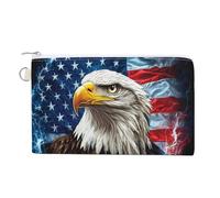 Bald Ea-gles Thunder U.S. Flag Cute Zero Wallet for Women Men Lightweight Coin Pouch with Zippered