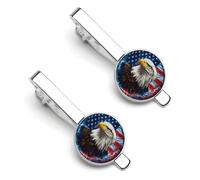Bald Ea-gles Thunder U.S. Flag Novelty Tie Clips for Men Trendy Necktie Bar Pins Holder Wedding Birthday Gift