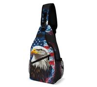Bald Ea-gles Thunder U.S. Flag Trendy Crossbody Bag for Women Men Sling Bags Shoulder Chest Backpack Hiking Running