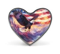 Bald Ea-gles U.S. Flag Heart Metal Brooches 1 Inch Decorative Badges Exquisite Decorations Pins for Clothing