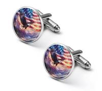 Bald Ea-gles U.S. Flag Men’s Classic Cufflinks Jewelry Accessories for Suit Shirts Husband Anniversary Birthday Gift 1.7cm