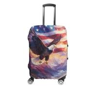Bald Ea-gles U.S. Flag Printed Luggage Cover Washable Suitcase Protector Fits 19-32 Inch Funny Travel Accessories