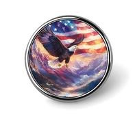 Bald Ea-gles U.S. Flag Round Metal Brooches 1 Inch Decorative Badges Exquisite Decorations Pins for Clothing