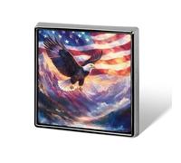 Bald Ea-gles U.S. Flag Square Metal Badge Printed Brooches Cute Button Decorations Pins for Backpack Clothing