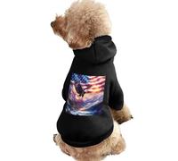 Bald Ea-gles U.S. Flag Warm Dog Hooded Sweatshirt with Hat Soft Pet Pullover Clothes for Small Medium Large Pets